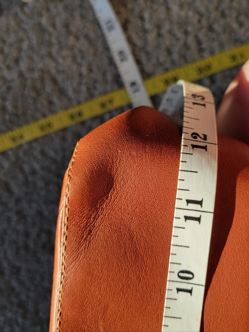 Genuine Leather Orange Brown Baguette Shoulder Bag 7" x 12.5" x 3" - Picture 13 of 14